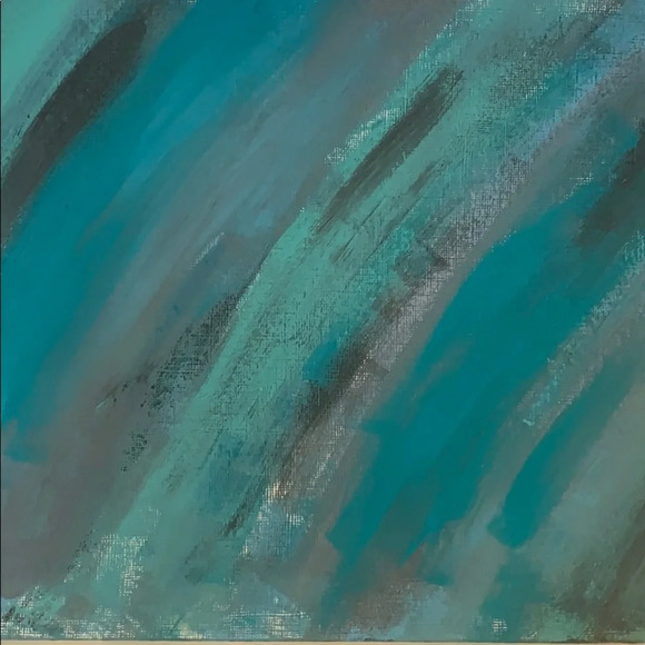 Blues & grays with silver ORIGINAL art 9” x 12” - Picture 3 of 5